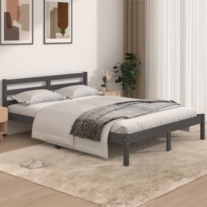 vidaXL, vidaXL Massivholzbett Kiefer 140x190 cm Grau