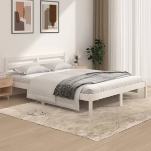 vidaXL, vidaXL Massivholzbett Kiefer 150x200 cm Weiß 5FT King Size