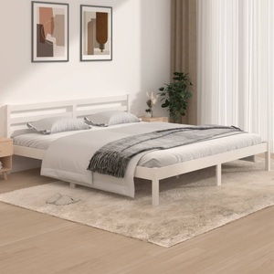 vidaXL Massivholzbett Kiefer 180x200cm Weiß 6FT Super King
