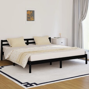 vidaXL, vidaXL Massivholzbett Kiefer 200x200 cm Schwarz