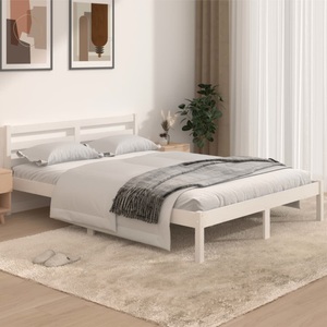 vidaXL, vidaXL Massivholzbett Kiefer 140x190 cm Weiß