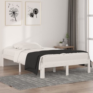 vidaXL Massivholzbett Weiß 120x190 cm 4FT Small Double