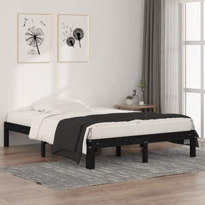 vidaXL, vidaXL Massivholzbett Schwarz 135x190 cm 4FT6 Double