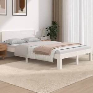vidaXL, vidaXL Massivholzbett Weiß 120x190 cm 4FT Small Double