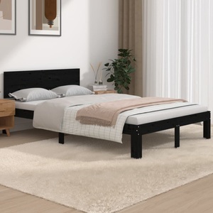 vidaXL, vidaXL Massivholzbett Schwarz 120x190 cm 4FT Small Double