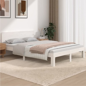 vidaXL, vidaXL Massivholzbett Weiß 135x190 cm 4FT6 Double