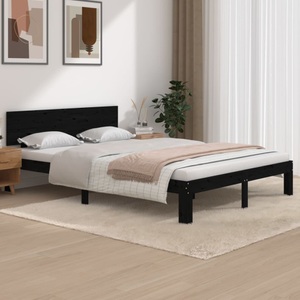 vidaXL, vidaXL Massivholzbett Schwarz Kiefer 140x200 cm