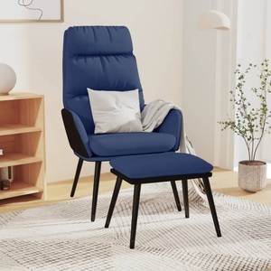 vidaXL, vidaXL Relaxsessel mit Hocker Blau Stoff und Kunstleder, 