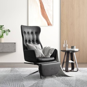 vidaXL, vidaXL Relaxsessel mit Fußstütze Glänzend Schwarz Kunstleder, 