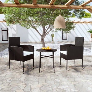 vidaXL, vidaXL 3-tlg. Garten-Essgruppe Poly Rattan Schwarz