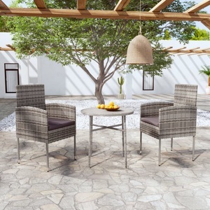 vidaXL, vidaXL 3-tlg. Garten-Essgruppe Poly Rattan Anthrazit