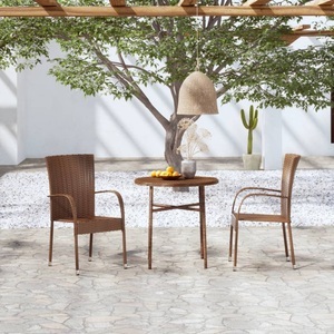 vidaXL, vidaXL 3-tlg. Garten-Essgruppe Poly Rattan Braun
