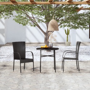 vidaXL, vidaXL 3-tlg. Garten-Essgruppe Poly Rattan Schwarz