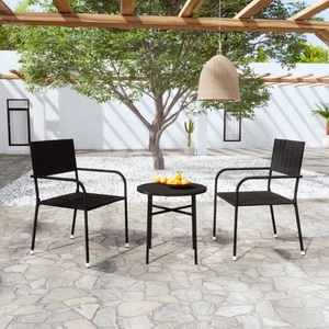 vidaXL, vidaXL 3-tlg. Garten-Essgruppe Poly Rattan Schwarz