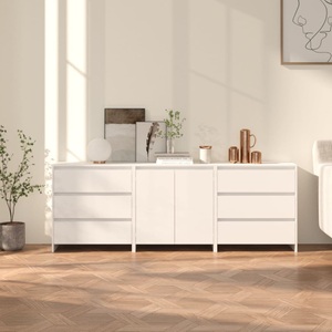 vidaXL, vidaXL 3-tlg. Sideboard Weiß Holzwerkstoff
