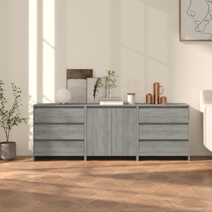 vidaXL, vidaXL 3-tlg. Sideboard Grau Sonoma Holzwerkstoff