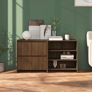 vidaXL, vidaXL 2-tlg. Sideboard Braun Eichen-Optik Holzwerkstoff, 