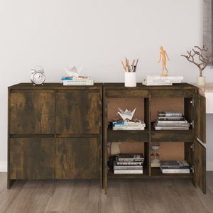 vidaXL, vidaXL Sideboards 2 Stk. Räuchereiche 70x41x75 cm Holzwerkstoff