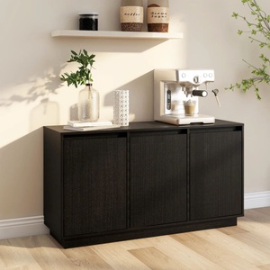 vidaXL, vidaXL Sideboard Schwarz 111x34x60 cm Massivholz Kiefer, 