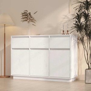vidaXL, vidaXL Sideboard Weiß 110x34x75 cm Massivholz Kiefer