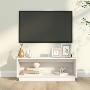 vidaXL, vidaXL TV-Schrank Weiß 90x35x35 cm Massivholz Kiefer, vidaXL TV-Schrank Weiß 90x35x35 cm Massivholz Kiefer