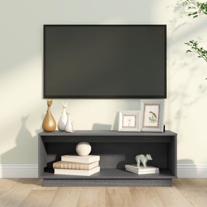 vidaXL, vidaXL TV-Schrank Grau 90x35x35 cm Massivholz Kiefer, vidaXL TV-Schrank Grau 90x35x35 cm Massivholz Kiefer