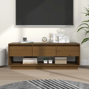 vidaXL, vidaXL TV-Schrank Honigbraun 110,5x34x40 cm Massivholz Kiefer, vidaXL TV-Schrank Honigbraun 110,5x34x40 cm Massivholz Kiefer