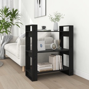 vidaXL, vidaXL Bücherregal/Raumteiler Schwarz 80x35x91 cm Massivholz Kiefer, vidaXL Bücherregal/Raumteiler Schwarz 80x35x91 cm Massivholz Kiefer