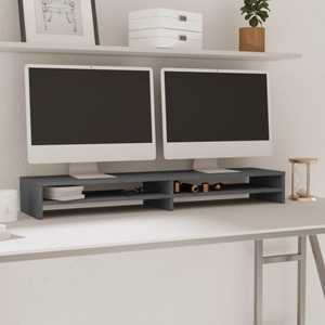 vidaXL, vidaXL Monitorständer Grau 100x24x13 cm Massivholz Kiefer, 
