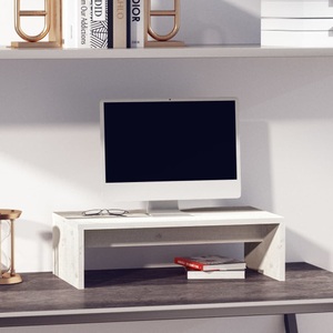 vidaXL, vidaXL Monitorständer Weiß 50x27x15 cm Massivholz Kiefer, vidaXL Monitorständer Weiß 50x27x15 cm Massivholz Kiefer