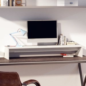 vidaXL, vidaXL Monitorständer Weiß 100x27x15 cm Massivholz Kiefer, vidaXL Monitorständer Weiß 100x27x15 cm Massivholz Kiefer