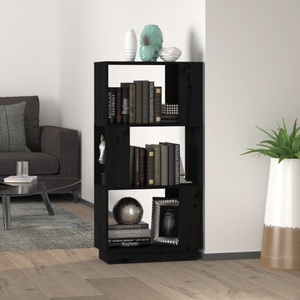 vidaXL, vidaXL Bücherregal/Raumteiler Schwarz 51x25x101 cm Massivholz Kiefer, vidaXL Bücherregal/Raumteiler Schwarz 51x25x101 cm Massivholz Kiefer