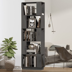 vidaXL, vidaXL Bücherregal/Raumteiler Grau 51x25x163,5 cm Massivholz Kiefer, vidaXL Bücherregal/Raumteiler Grau 51x25x163,5 cm Massivholz Kiefer