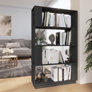 vidaXL, vidaXL Bücherregal/Raumteiler Grau 80x25x132 cm Massivholz Kiefer, vidaXL Bücherregal/Raumteiler Grau 80x25x132 cm Massivholz Kiefer