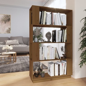 vidaXL, vidaXL Bücherregal/Raumteiler Honigbraun 80x25x132 cm Massivholz, vidaXL Bücherregal/Raumteiler Honigbraun 80x25x132 cm Massivholz
