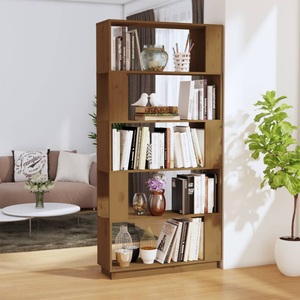 vidaXL, vidaXL Bücherregal/Raumteiler Honigbraun 80x25x163,5 cm Massivholz, vidaXL Bücherregal/Raumteiler Honigbraun 80x25x163,5 cm Massivholz