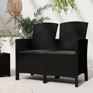 vidaXL, vidaXL 2-Sitzer Gartenbank mit Kissen PP Rattan Graphit
