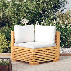 vidaXL, vidaXL Garten-Ecksofa mit Creme Kissen Massivholz Teak
