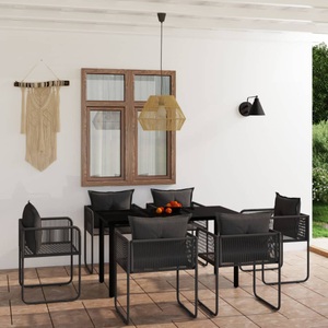 vidaXL, vidaXL 7-tlg. Garten-Essgruppe Schwarz, 