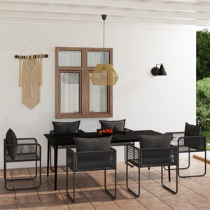 vidaXL, vidaXL 7-tlg. Garten-Essgruppe Schwarz, 