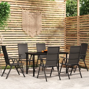 vidaXL, vidaXL 7-tlg. Garten-Essgruppe Schwarz, 