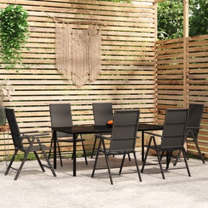 vidaXL, vidaXL 7-tlg. Garten-Essgruppe Schwarz, 