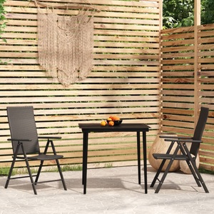 vidaXL, vidaXL 3-tlg. Garten-Essgruppe Schwarz, vidaXL 3-tlg. Garten-Essgruppe Schwarz