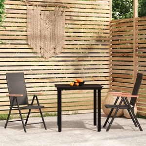 vidaXL, vidaXL 3-tlg. Garten-Essgruppe Schwarz, 