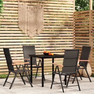vidaXL, vidaXL 5-tlg. Garten-Essgruppe Schwarz, 