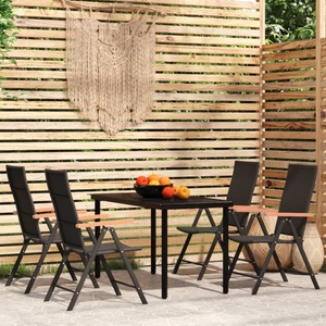 vidaXL, vidaXL 5-tlg. Garten-Essgruppe Schwarz, 