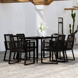 vidaXL, vidaXL 7-tlg. Garten-Essgruppe Schwarz, 