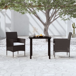 vidaXL, vidaXL 3-tlg. Garten-Essgruppe mit Kissen Schwarz, 