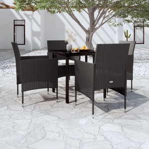 vidaXL, vidaXL 5-tlg. Garten-Essgruppe mit Kissen Schwarz, 