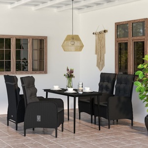 vidaXL, vidaXL 5-tlg. Garten-Essgruppe mit Kissen Schwarz, 